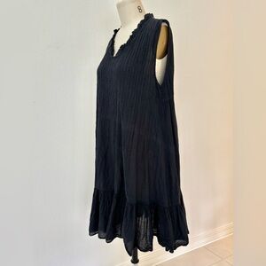 JP And Mattie Marceline Dress NWT Black Cotton Ruffles Pleating L